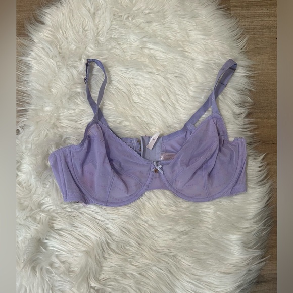 Savage x Fenty by Rihanna Flocked Logo Unlined Demi Bra in Lavender Purple - Picture 4 of 7